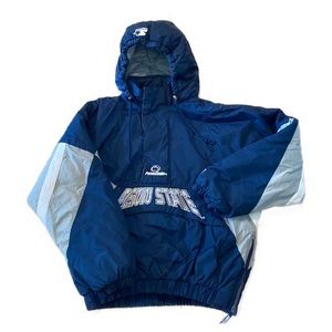 VINTAGE PENN STATE Starter Quarter Zip Jacket Mens XL Blue Grey